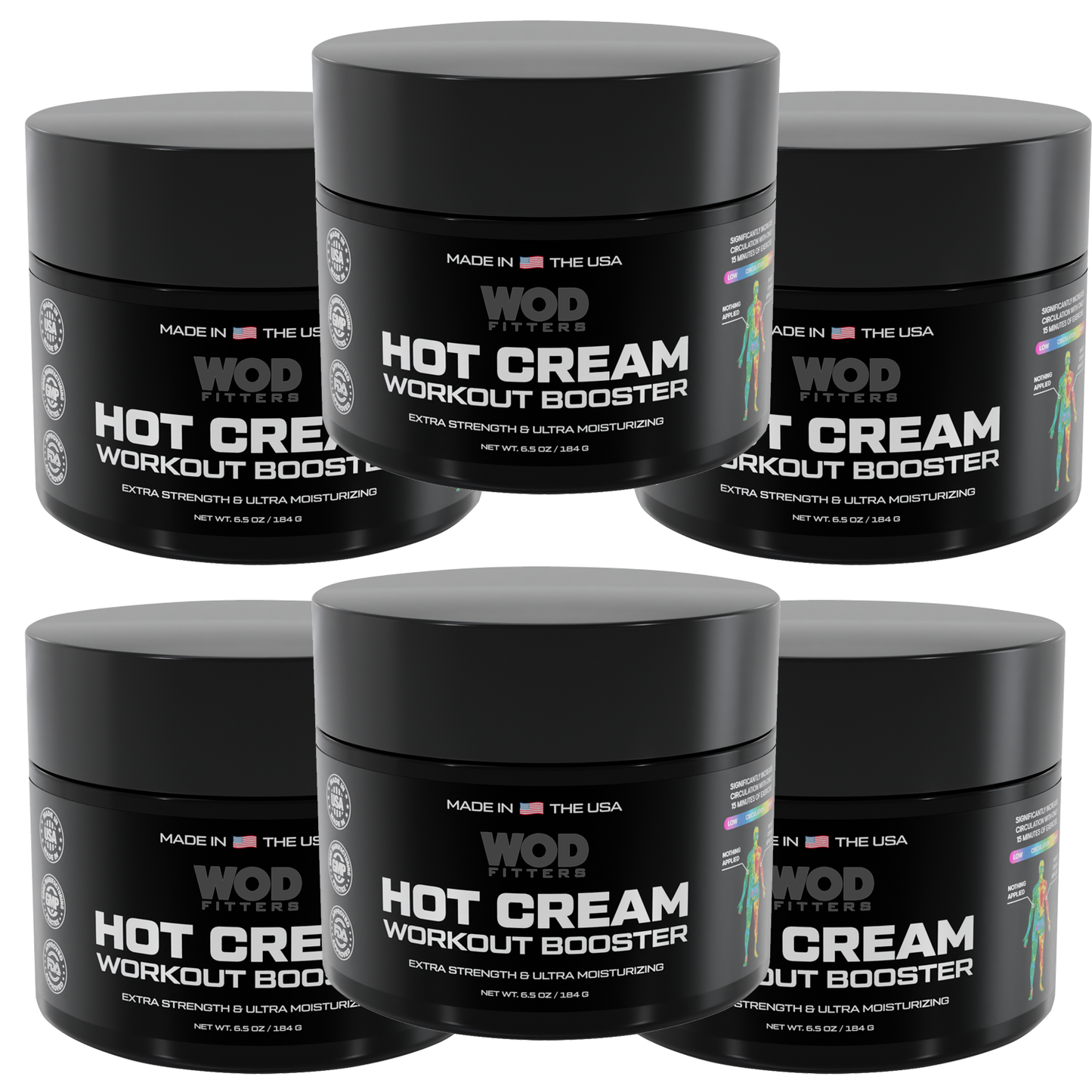 WODFitters Hot Cream Workout Booster for More Efficient Warm Up, Reduced Muscle Soreness and Faster Muscle Recovery - 6.5 oz - Made in the USA