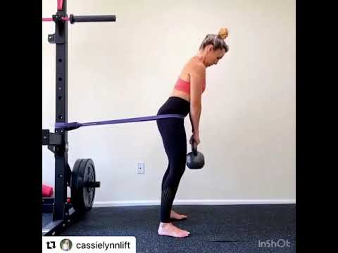 Hip Banded KB Deadlift by @cassielynnlift using WQODFitters resistance bands