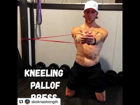 Kneeling Pall of Press⁣ using WODFitters resistance bands