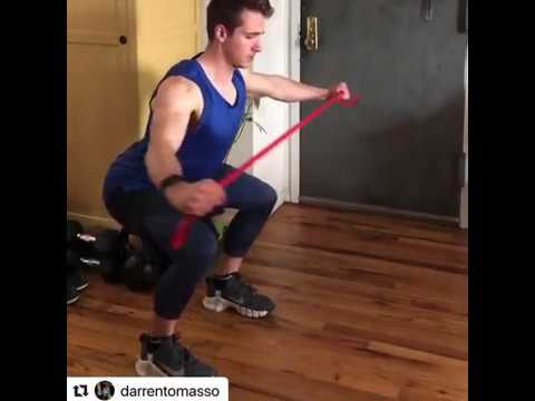 Side-wards hand stretch by masso using WODFitters resistance bands