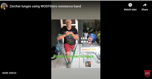 Zercher lunges using WODFitters resistance band