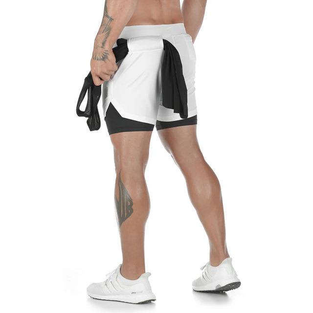 2 in 1 Quick Dry Breathable Active Gym Workout Shorts with Phone Pocket