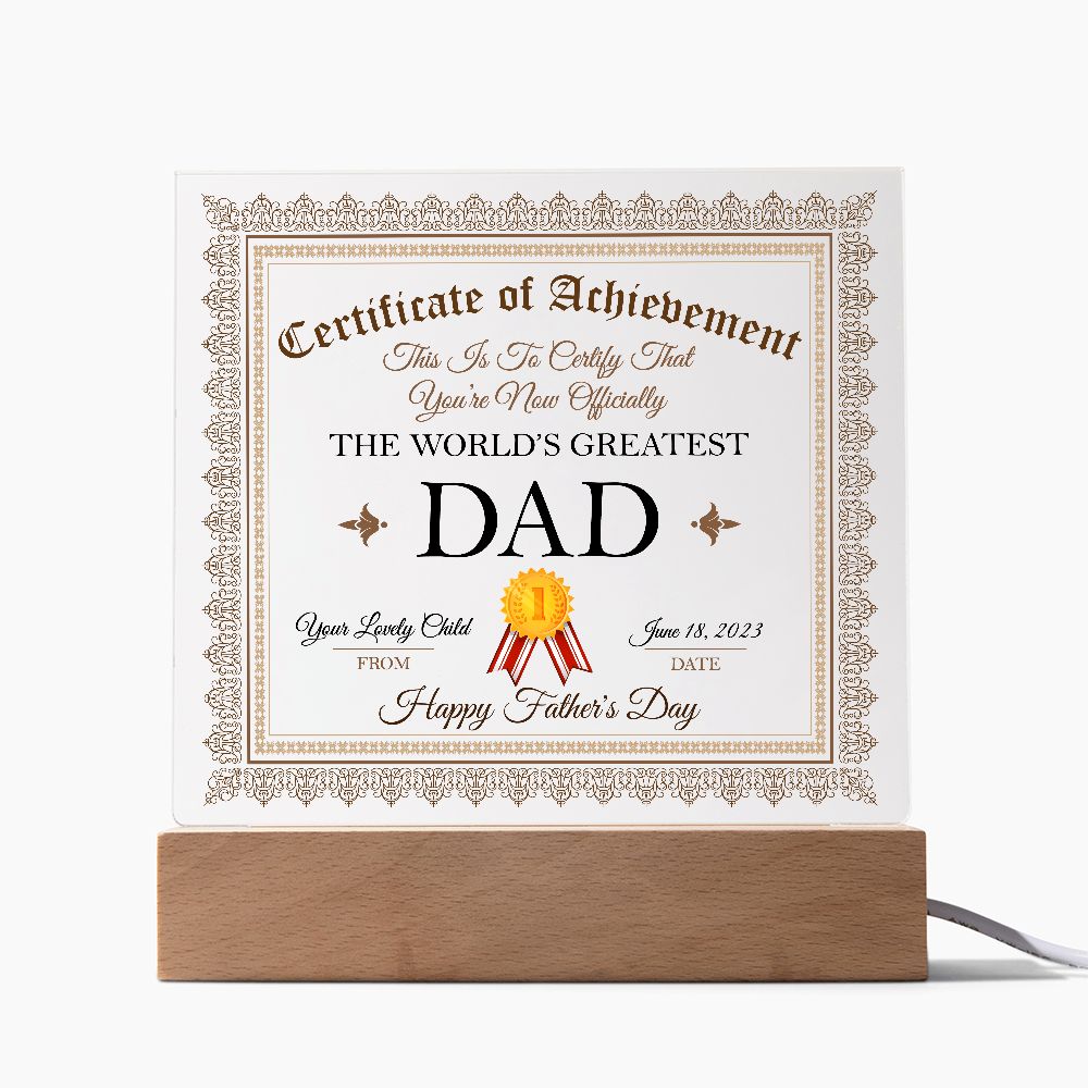 Acrylic Square Plaque - The World's Greatest Dad