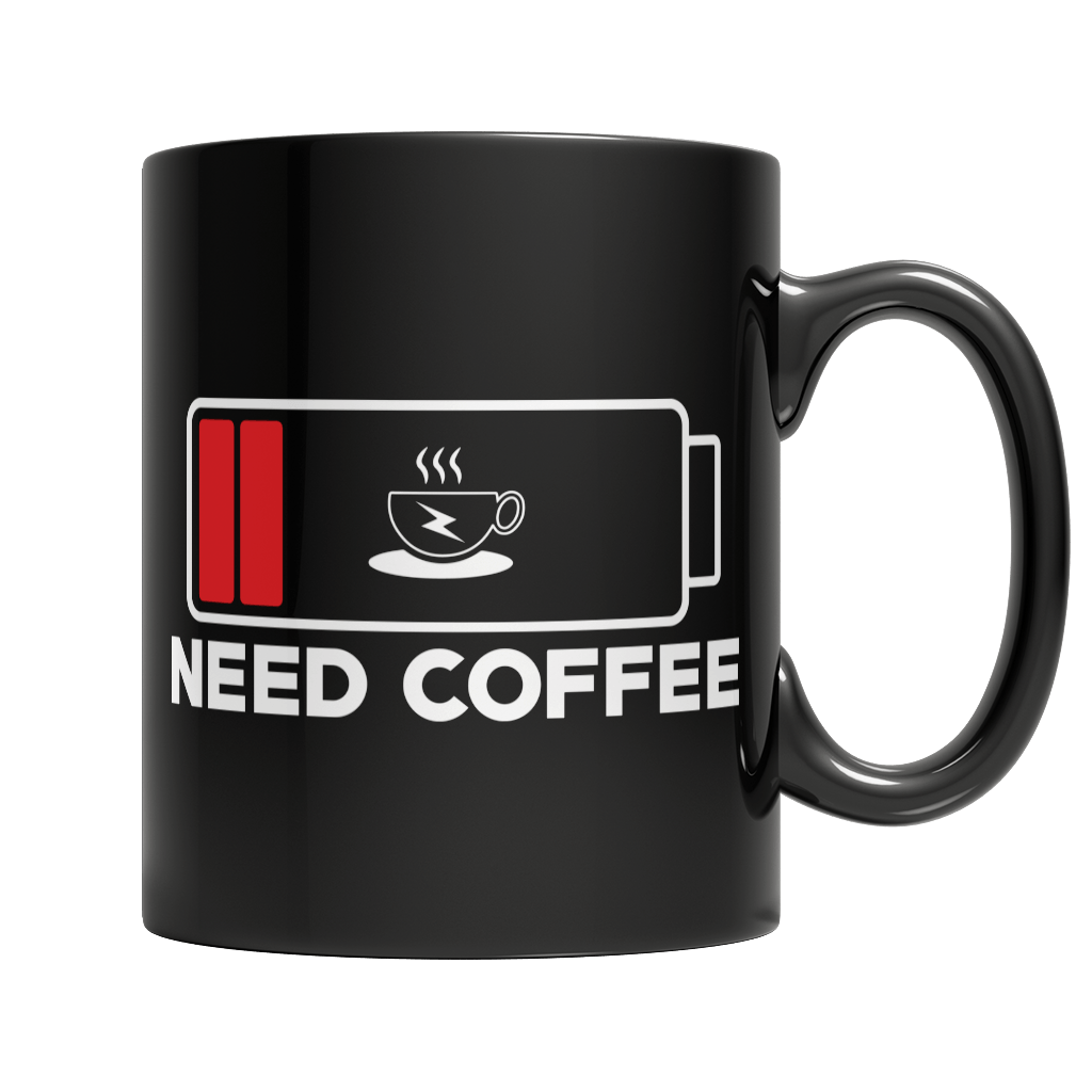 11oz Black Mug - Need Coffee