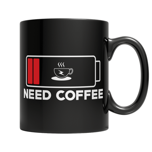 11oz Black Mug - Need Coffee