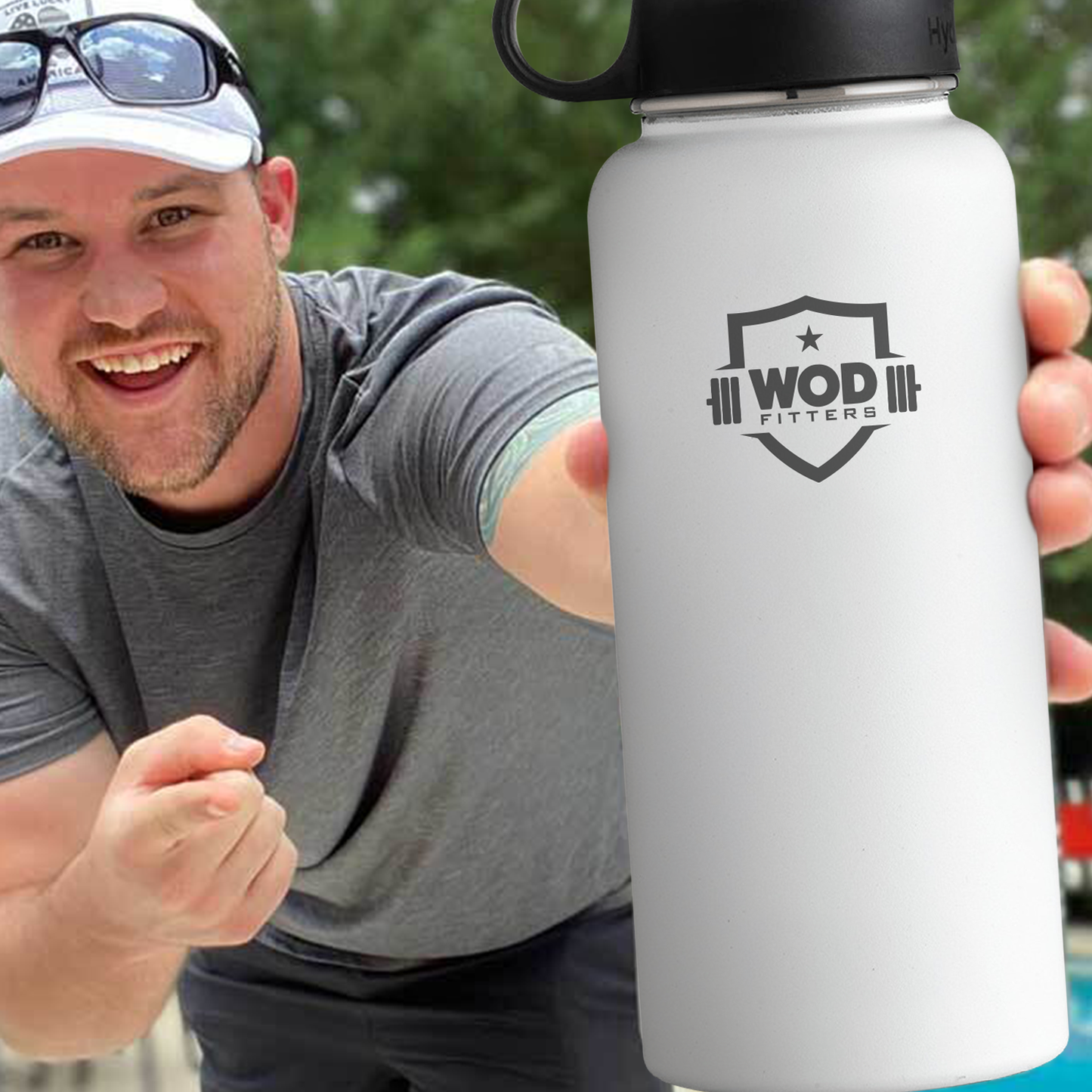 WODFitters PerfectTemp(TM) HydroBottle - Stainless Steel Eco-Friendly Wide Mouth Water Bottle Keeps Liquids Cool for 24 hours