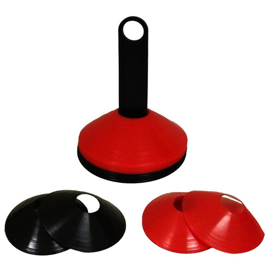 WODFitters Agility Cones - 20 Pcs - 10 Black and 10 Red - With or Without Handle 