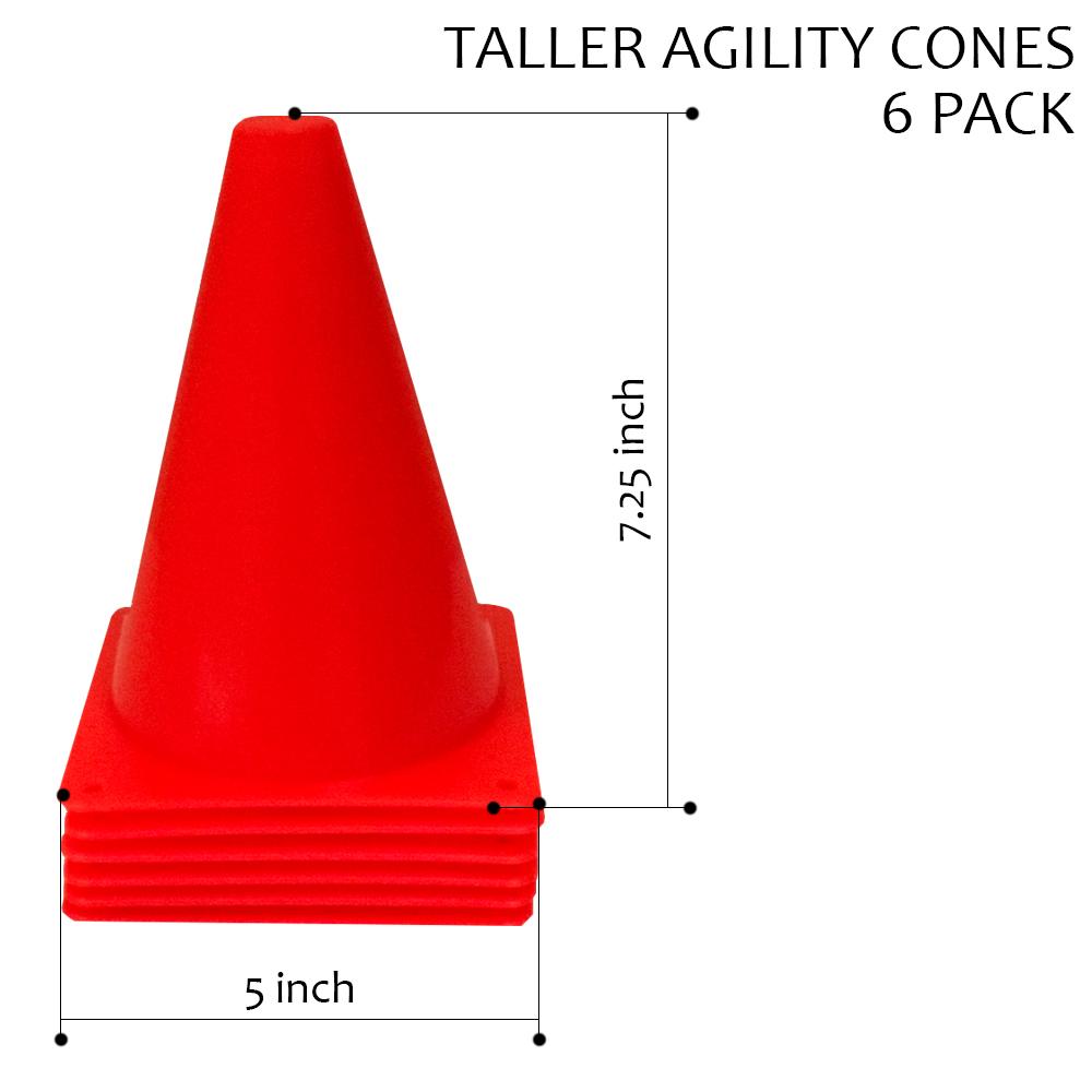 WODFitters Agility Cones - Tall Cones - Set of 6 Orange Traffic Cones 