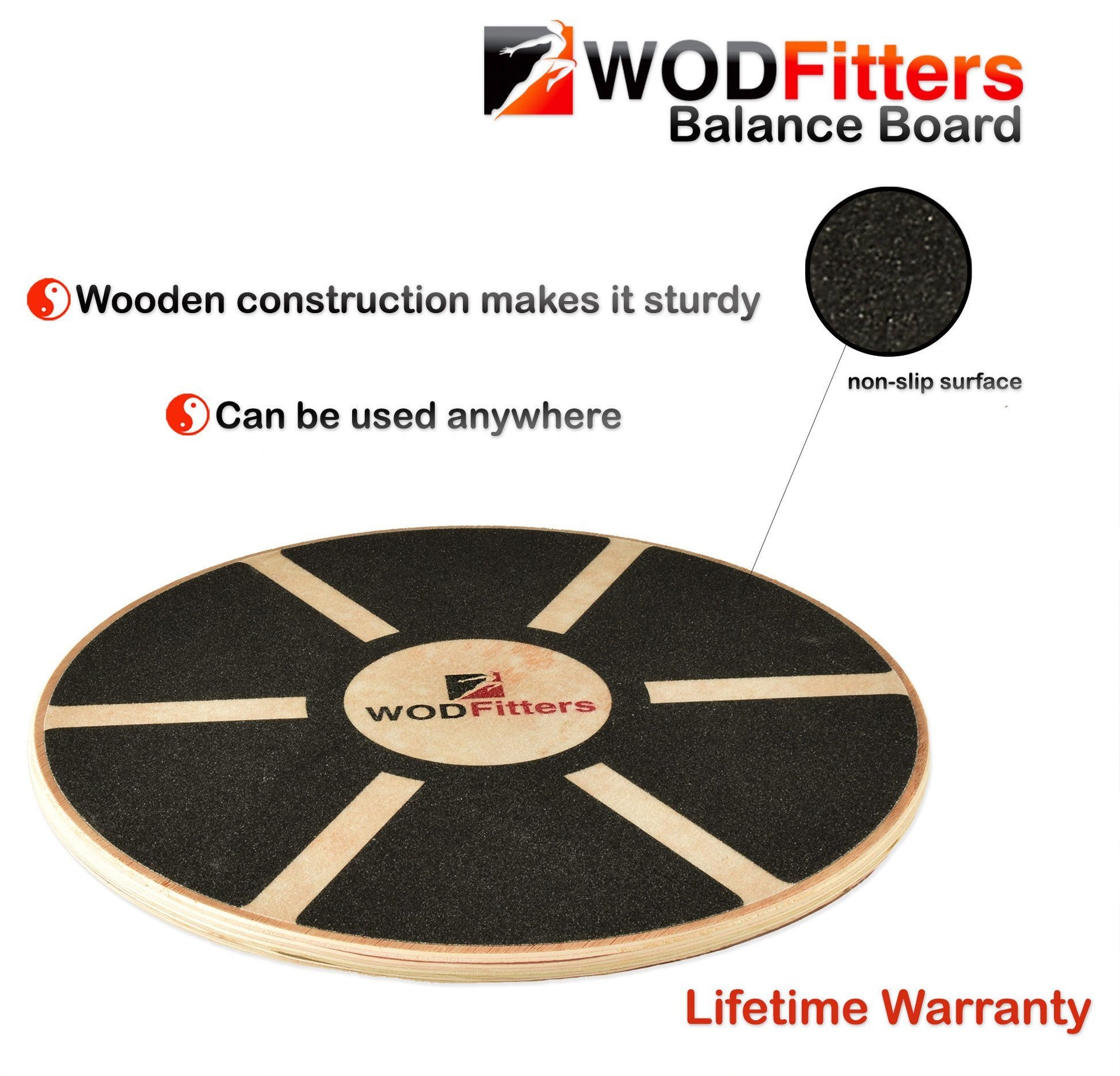 OPEN BOX -  WODFitters Balance Board - Premium Wooden Wobble Board - Round Balance Trainer 