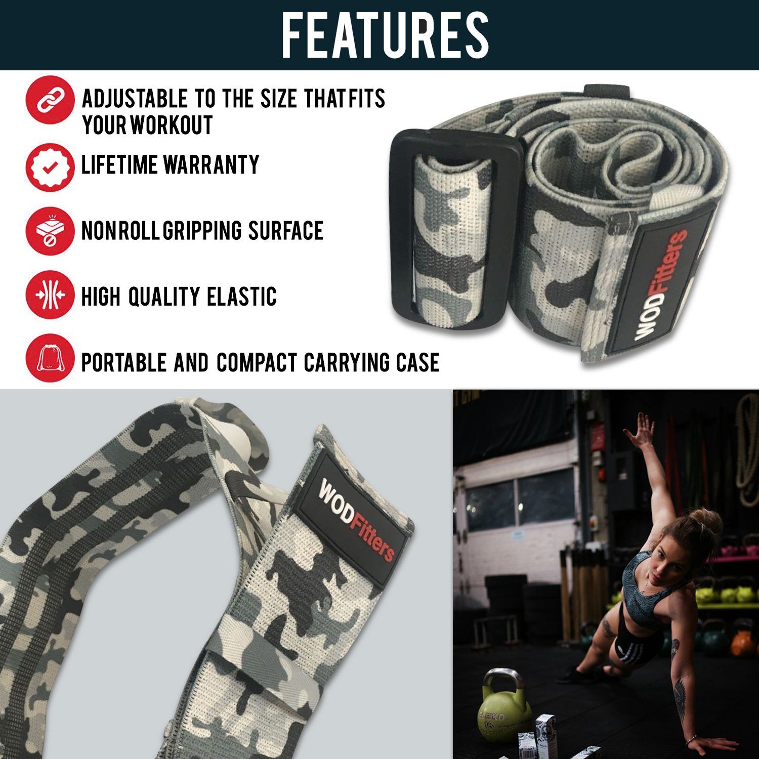 Adjustable Tactical Hip Band - Choose Camo or Black - One Band to Replace 3 Bands - Adjustable From 13” up to 17” 