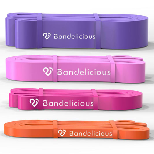 Bandelicious Heavy-Duty Resistance Band Set of 4 Bands for Full Body Workouts - Women's Edition 
