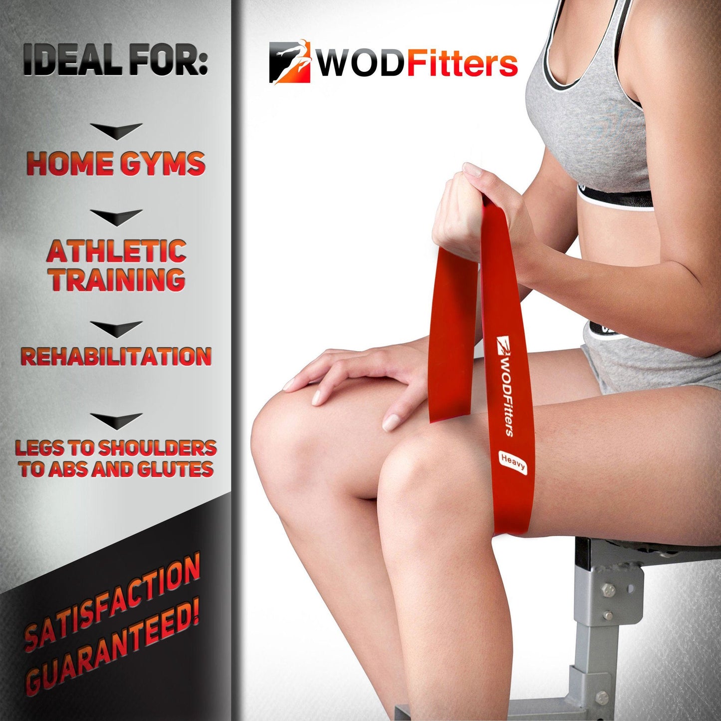 New and Improved WODFitters Set of 4 Resistance Loop Exercise Bands - Mini Bands - with Carrying Bag 