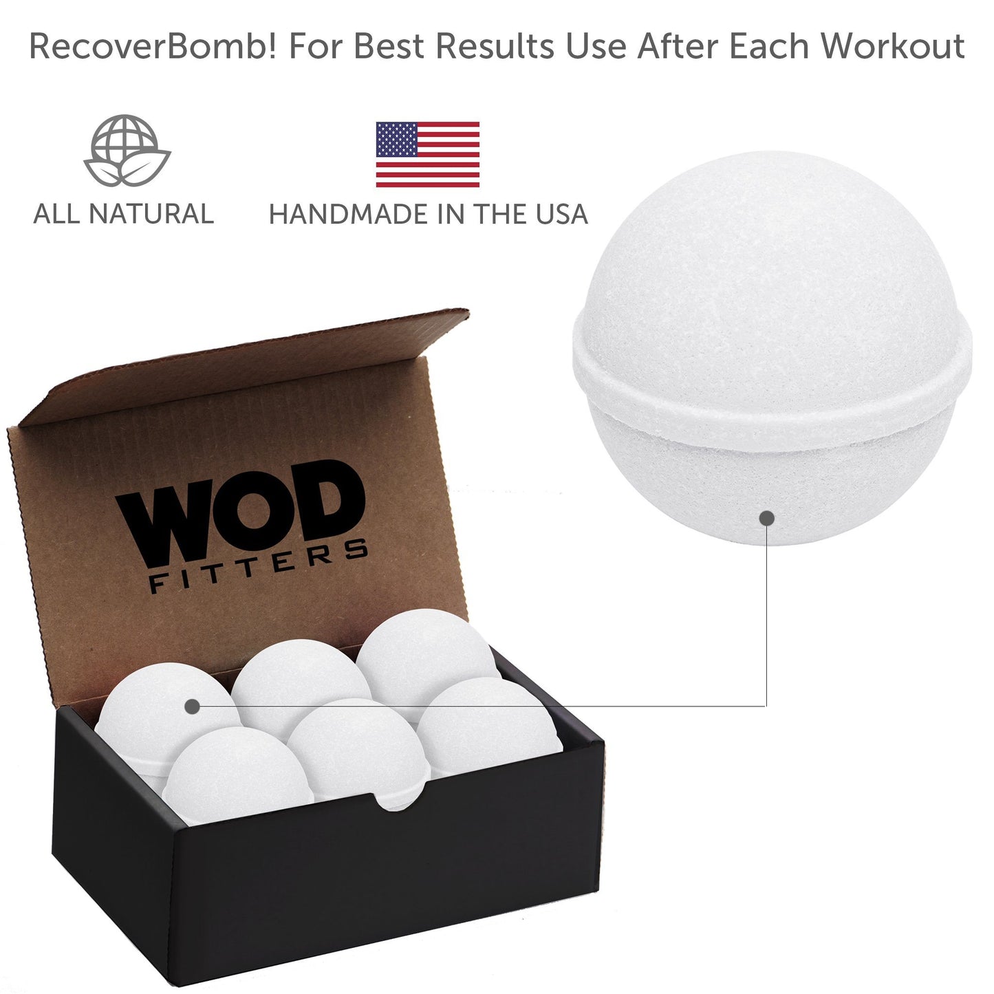 RecoverBomb! - Bath Bombs Scientifically Formulated for Fast Relief from Muscle Soreness After Tough Workouts - 6 Pack 