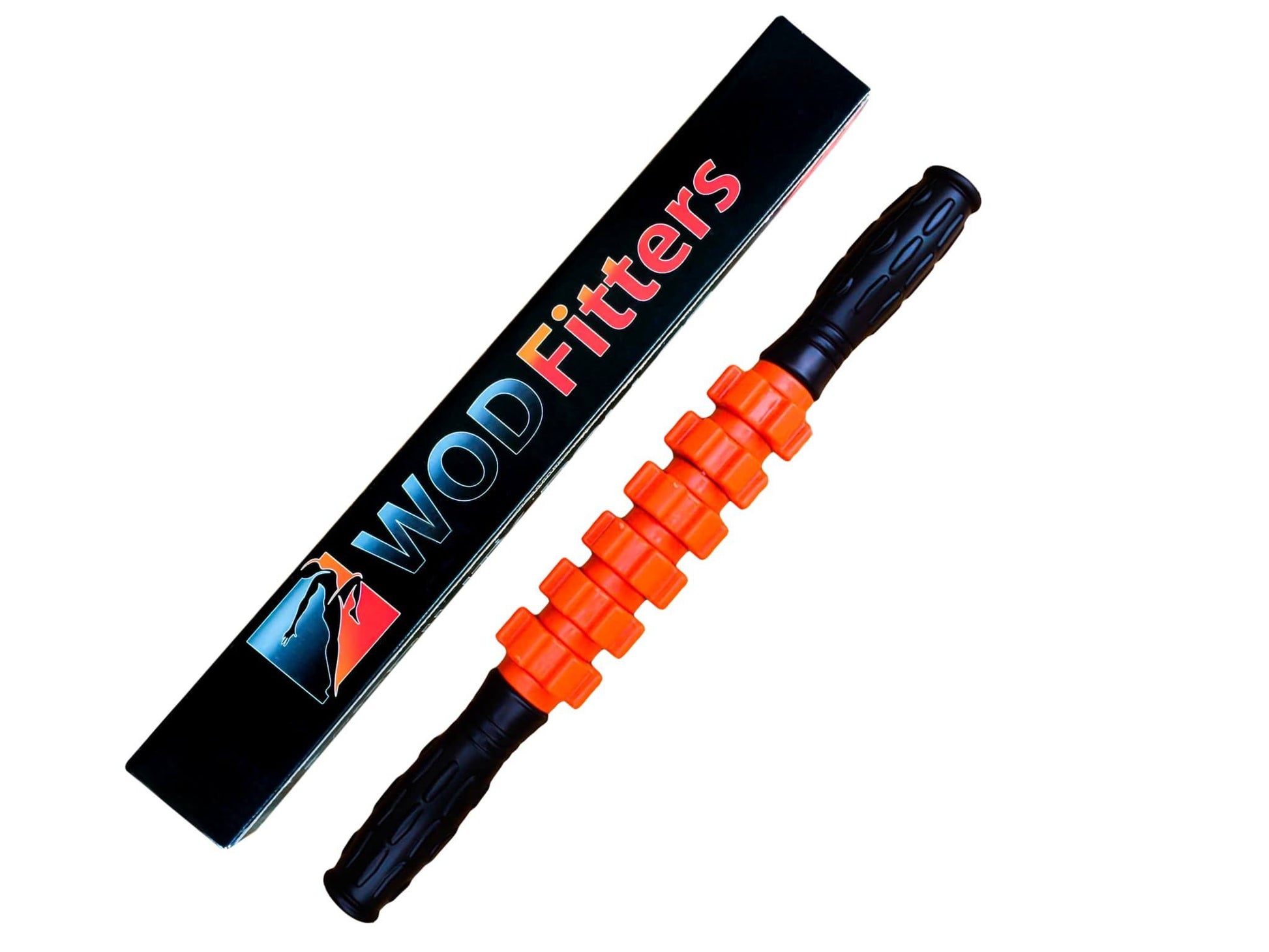 WODFitters Mobility Roller - Muscle Roller Stick for Recovery Massage and Relief from Muscle Pain and Soreness (Black and Orange, 17" long) 