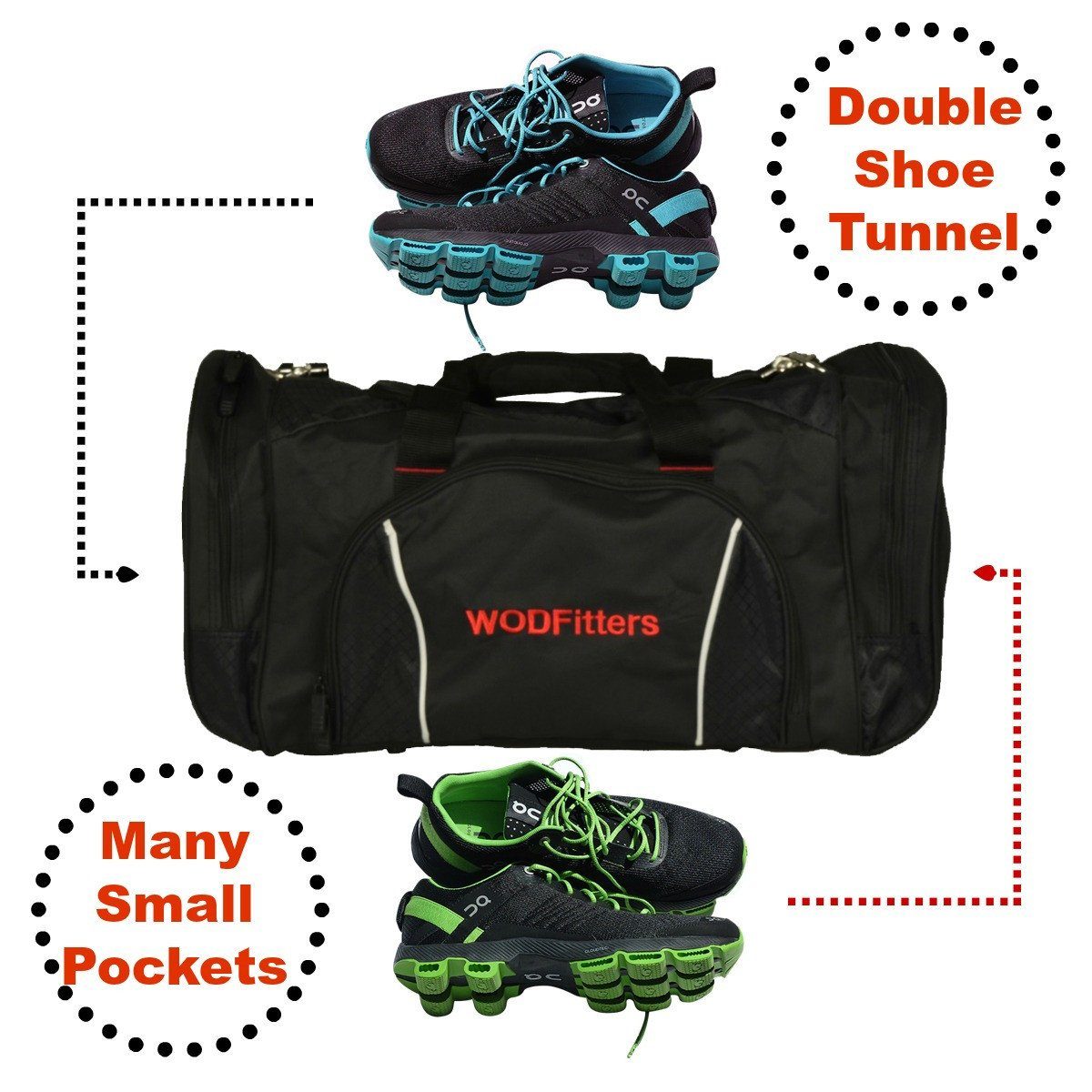 WODFitters Cross Training Gym Bag with Shoe Tunnel 