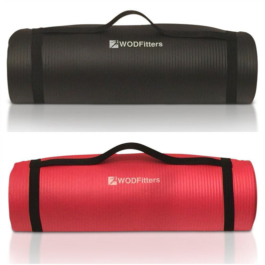 WODFitters NBR Workout Mat - Extra Thick for Ultimate Comfort - with Carrying Strap and Bonus Carrying Bag 