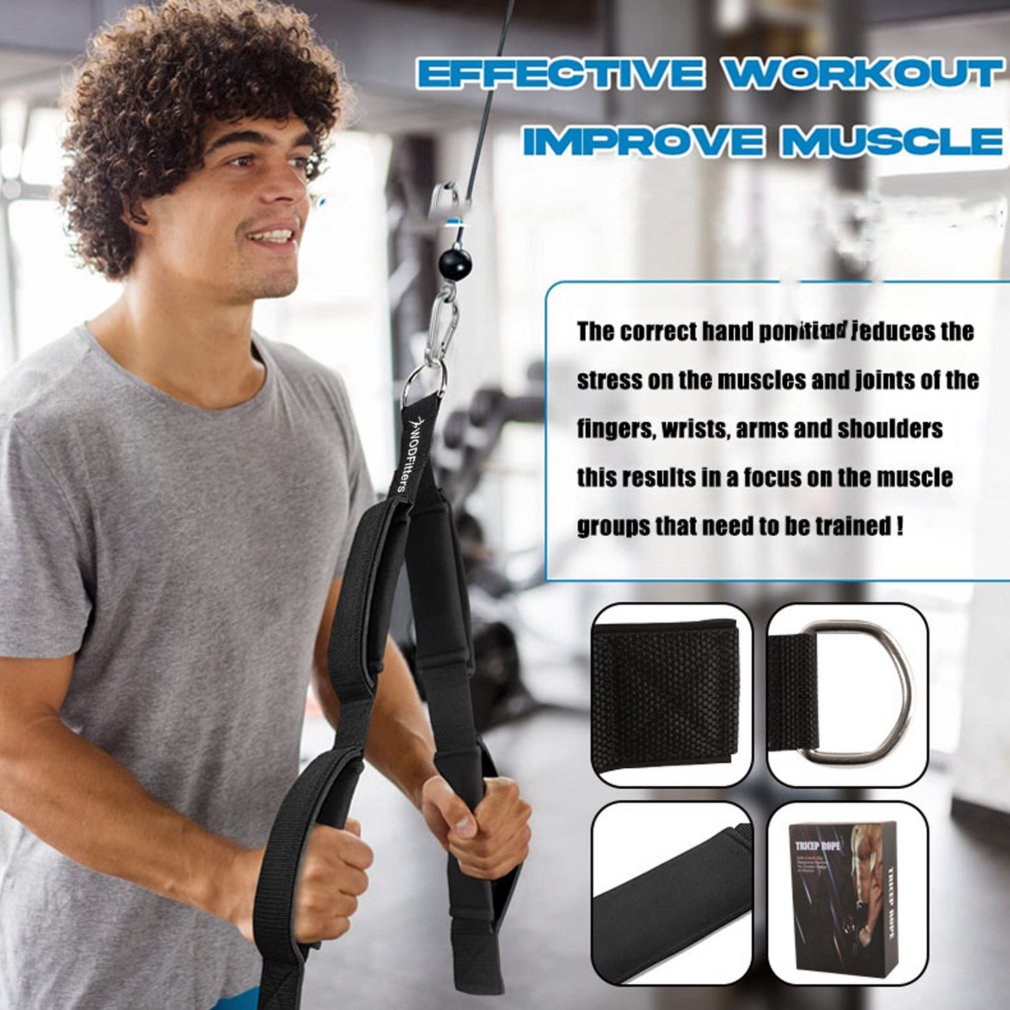 Tricep Rope Home Gym Accessory for Resistance Bands